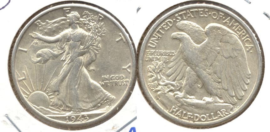 1943-D Walking Liberty Half Dollar AU-50 f