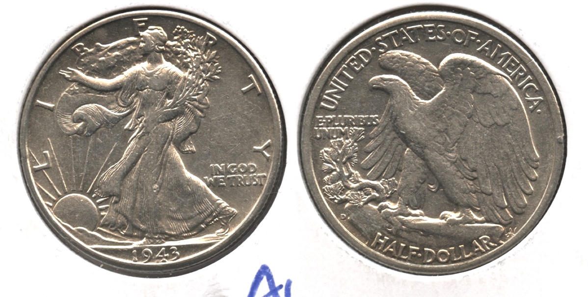 1943-D Walking Liberty Half Dollar EF-45