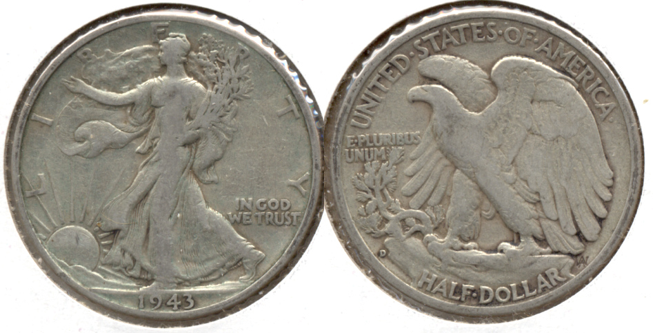 1943-D Walking Liberty Half Dollar VG-8 a