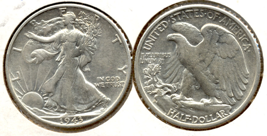 1943-S Walking Liberty Half Dollar AU-50 k Weak Strike