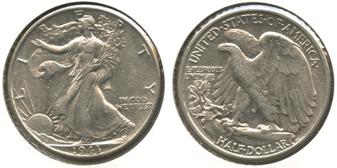 1943 Walking Liberty Half Dollar AU-50 #ae
