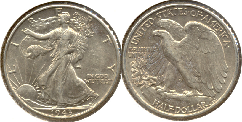 1943 Walking Liberty Half Dollar AU-50 h