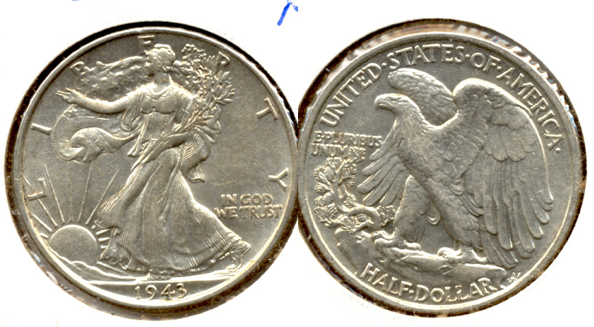 1943 Walking Liberty Half Dollar AU-50 u