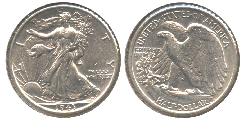 1943 Walking Liberty Half Dollar AU-50 w