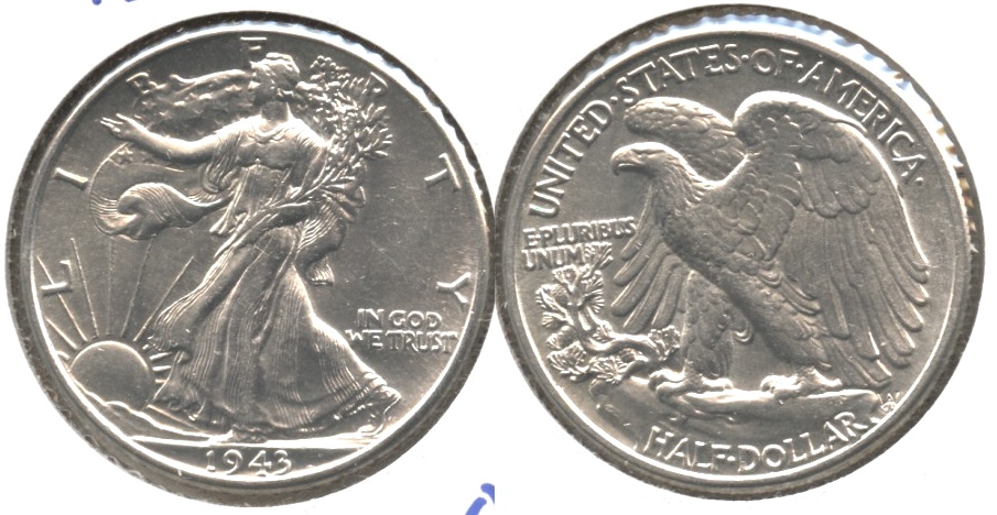 1943 Walking Liberty Half Dollar AU-53 #f