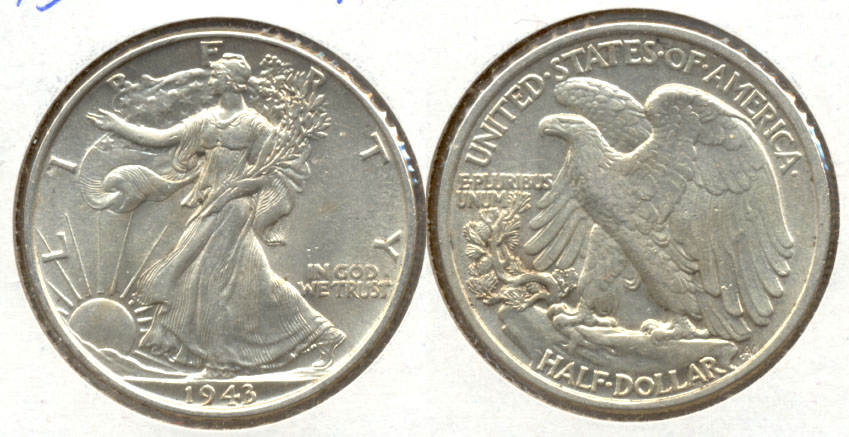 1943 Walking Liberty Half Dollar AU-55 d