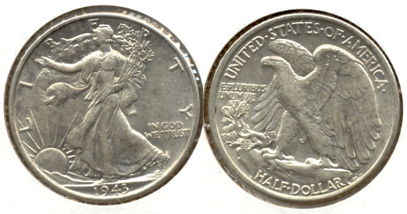 1943 Walking Liberty Half Dollar AU-55 e
