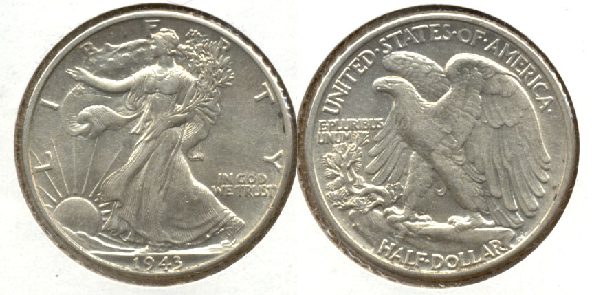 1943 Walking Liberty Half Dollar AU-55 h