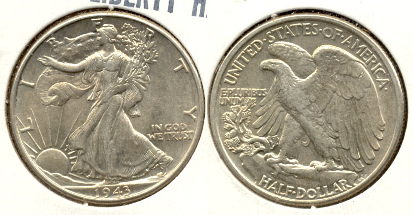 1943 Walking Liberty Half Dollar AU-55 p