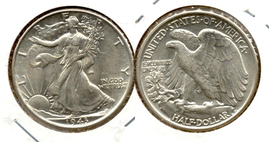 1943 Walking Liberty Half Dollar AU-55 t