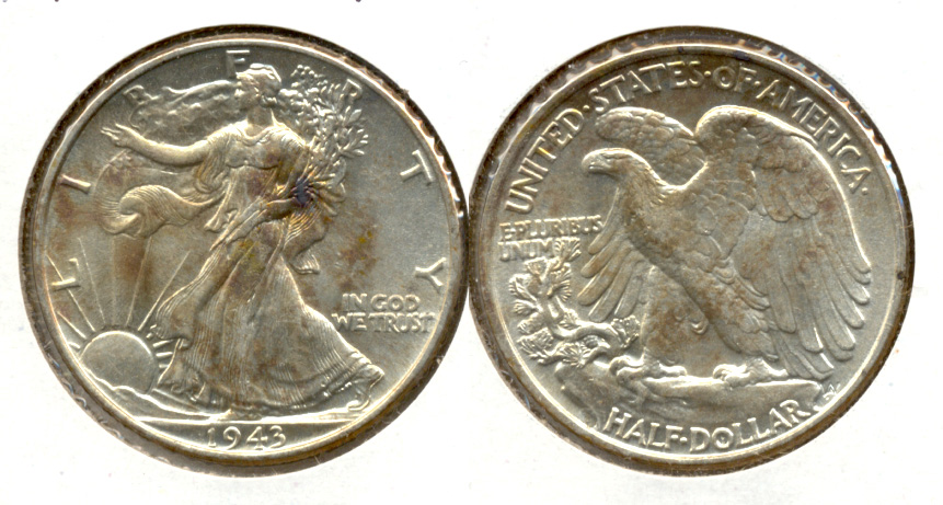 1943 Walking Liberty Half Dollar AU-55 v