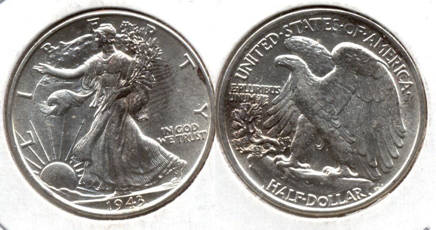 1943 Walking Liberty Half Dollar AU-55 Finger Print x