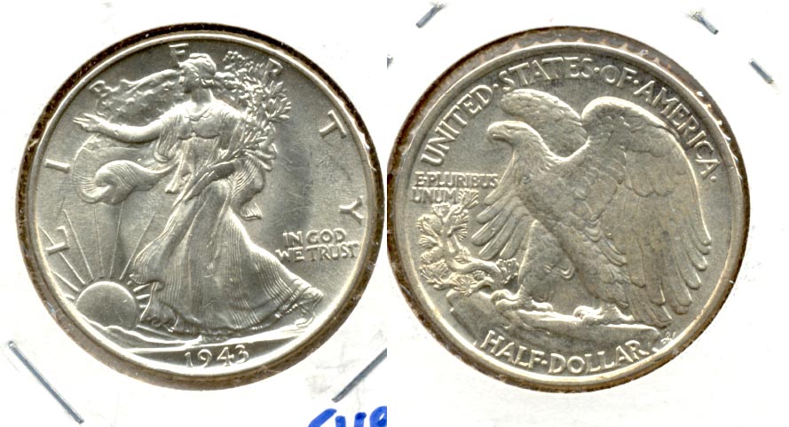 1943 Walking Liberty Half Dollar AU-58 d