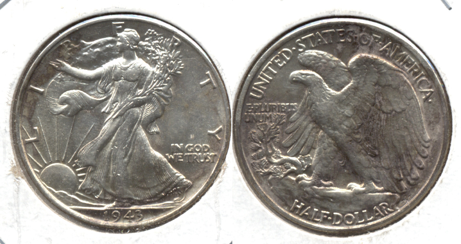 1943 Walking Liberty Half Dollar AU-58 f