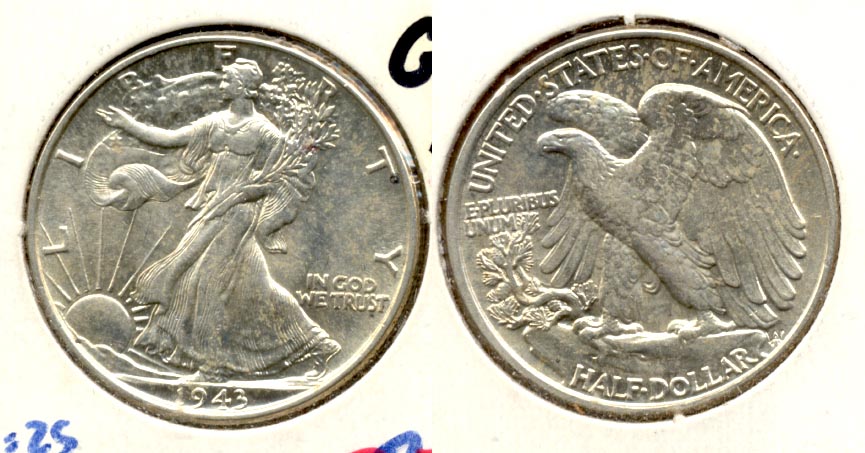 1943 Walking Liberty Half Dollar MS-60 c