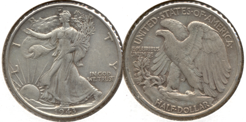 1943 Walking Liberty Half Dollar VF-20 b