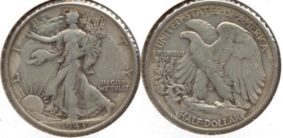 1943 Walking Liberty Half Dollar VF-20 f
