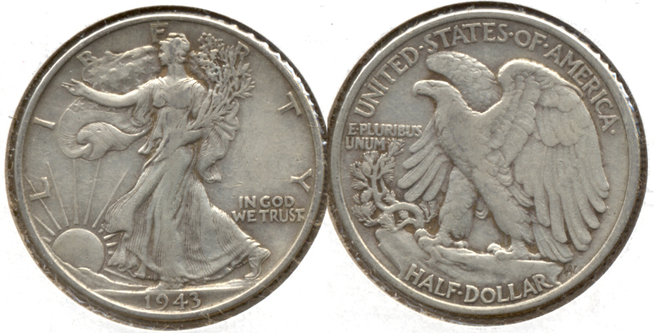 1943 Walking Liberty Half Dollar VF-20 h