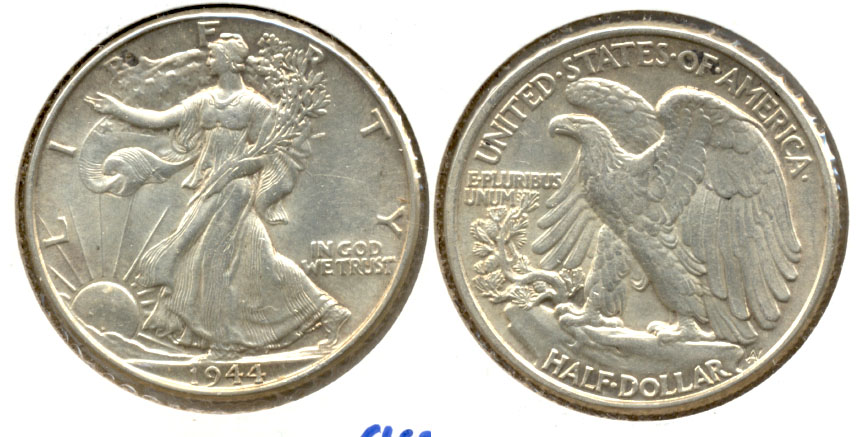 1944 Walking Liberty Half Dollar AU-55 h