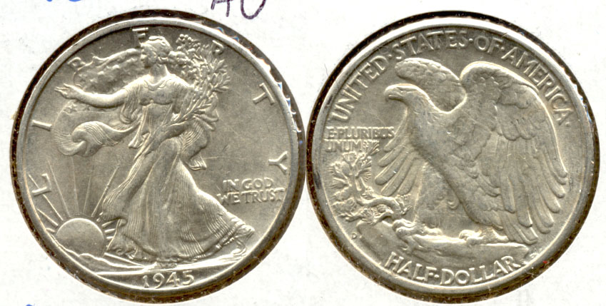 1945-D Walking Liberty Half Dollar AU-50 e