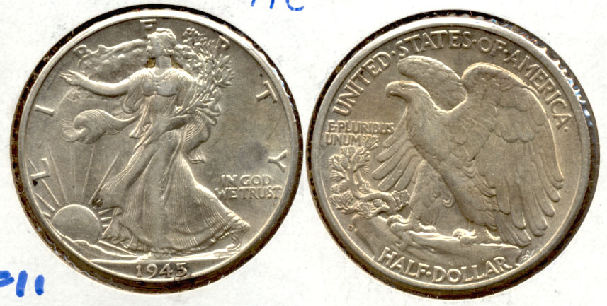 1945-D Walking Liberty Half Dollar AU-50 l