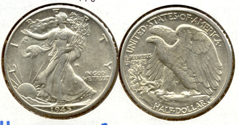 1945-D Walking Liberty Half Dollar AU-50 n