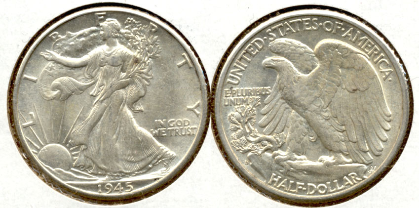 1945-D Walking Liberty Half Dollar AU-50 o
