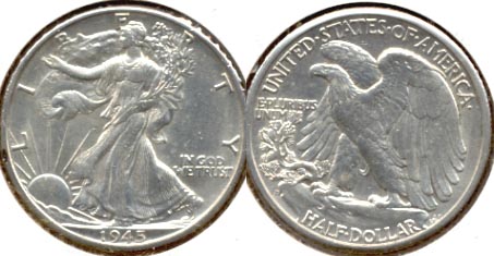 1945-D Walking Liberty Half Dollar AU-55