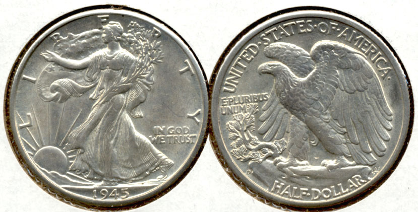 1945-D Walking Liberty Half Dollar AU-55 a