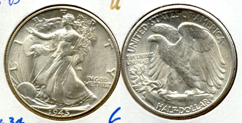 1945-D Walking Liberty Half Dollar MS-63