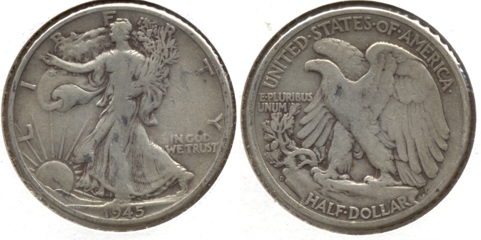 1945-D Walking Liberty Half Dollar VG-8 b