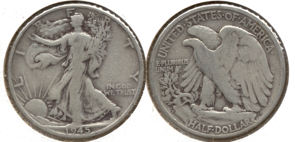 1945-D Walking Liberty Half Dollar VG-8 c