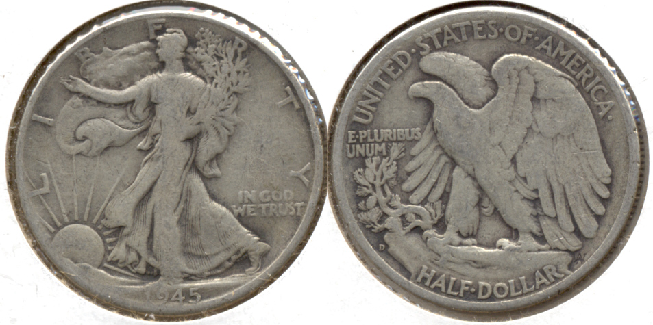 1945-D Walking Liberty Half Dollar VG-8 e