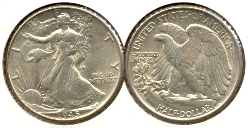 1945 Walking Liberty Half Dollar AU-50 d