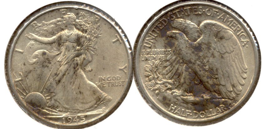 1945 Walking Liberty Half Dollar AU-50 f