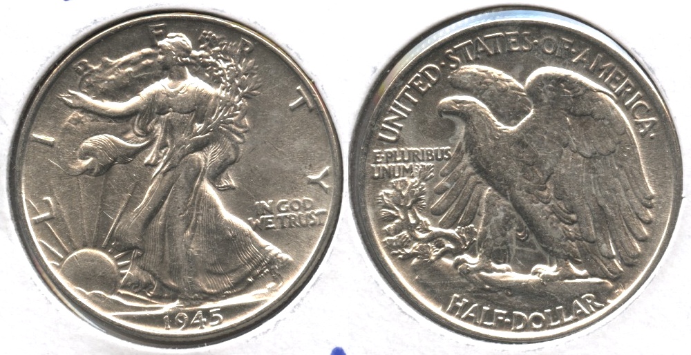 1945 Walking Liberty Half Dollar AU-50 #k