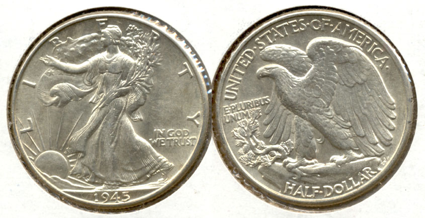 1945 Walking Liberty Half Dollar AU-55 d