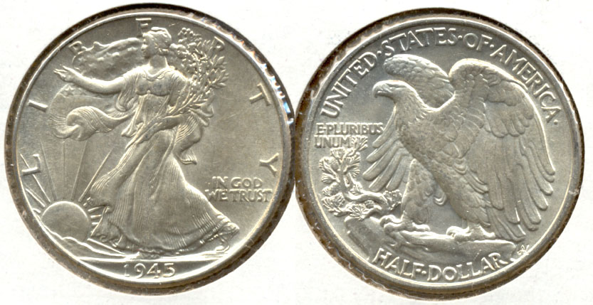 1945 Walking Liberty Half Dollar AU-55 g
