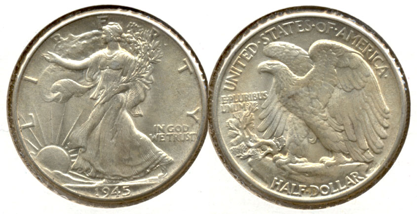 1945 Walking Liberty Half Dollar AU-55 i