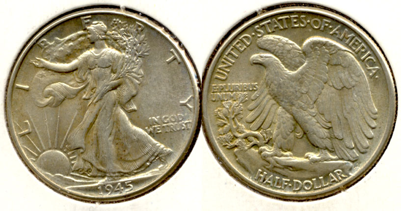 1945 Walking Liberty Half Dollar AU-55 k