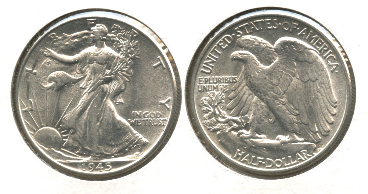 1945 Walking Liberty Half Dollar AU-58 #h