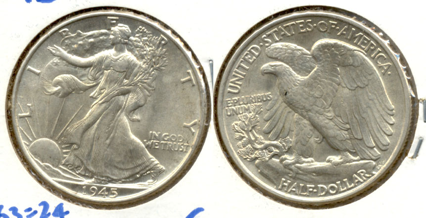 1945 Walking Liberty Half Dollar MS-63 b