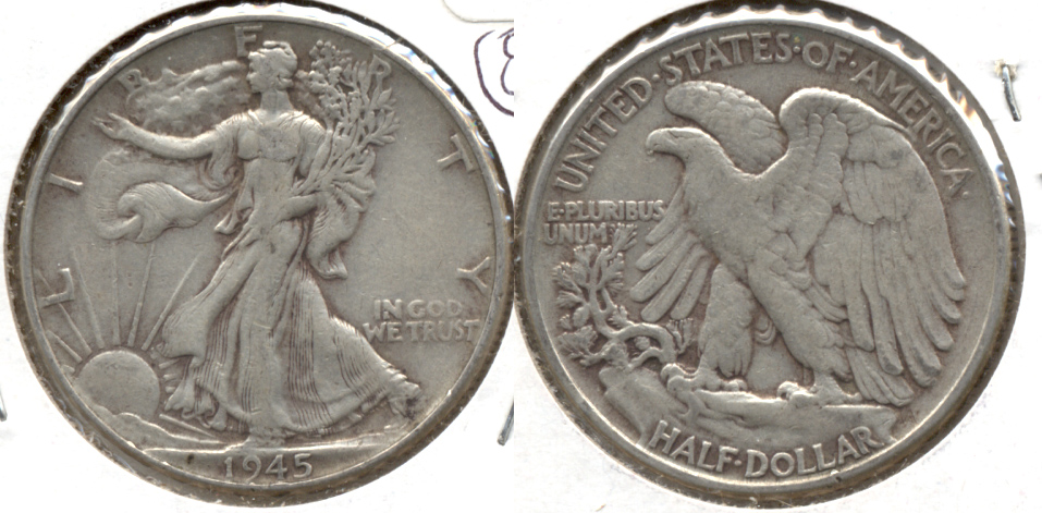 1945 Walking Liberty Half Dollar VF-20 b