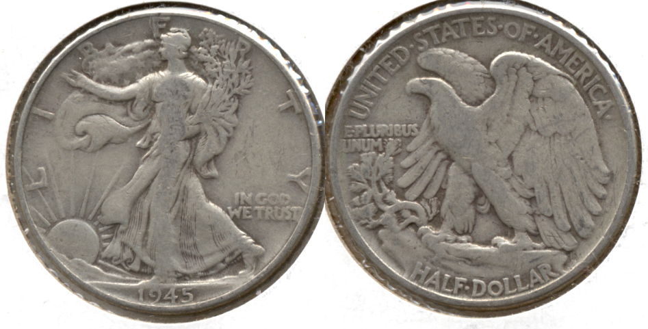 1945 Walking Liberty Half Dollar VG-10 b