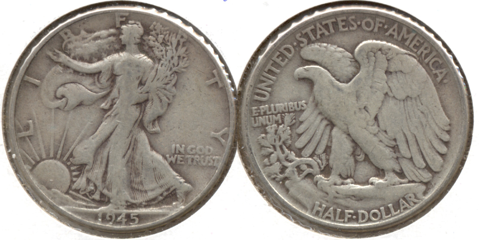 1945 Walking Liberty Half Dollar VG-8 b