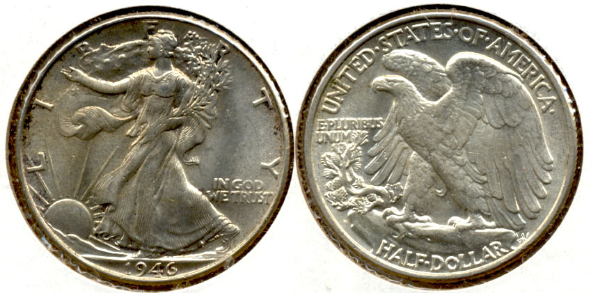 1946 Walking Liberty Half Dollar AU-55 b