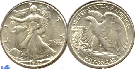 1947 Walking Liberty Half Dollar AU-50 a