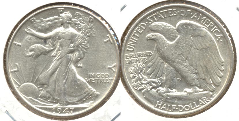 1947 Walking Liberty Half Dollar AU-50 d