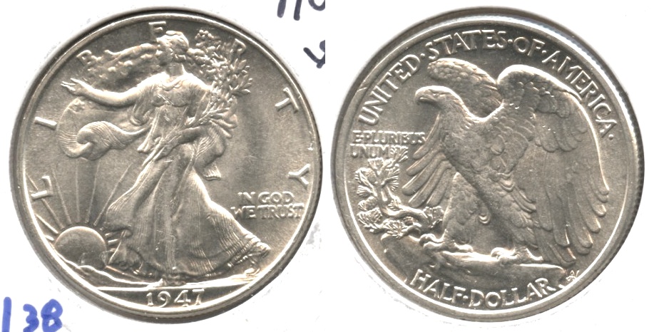 1947 Walking Liberty Half Dollar AU-58
