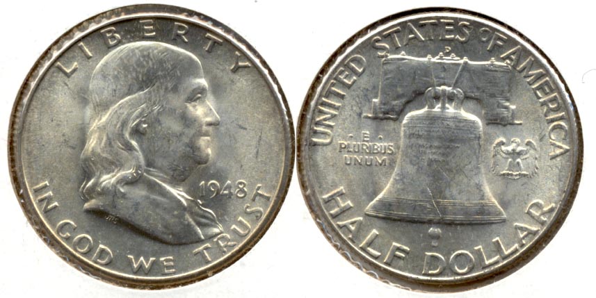 1948-D Franklin Half Dollar MS-60 d